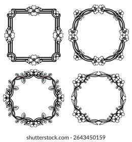 Refined and Earthy Vintage Decorative Floral Border Vector Set Packs
