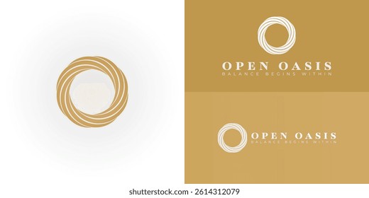 The refined emblem displays two interconnected circular forms, abstractly representing the initials OO through a flowing, swirling design. Specifically created for the Health and Wellness sector