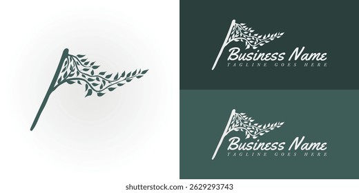 The refined emblem features a stylized branch with leaves, arranged in a flag-like wave. Created for a residential landscaping service, this natural imagery signifies a connection to plant life.