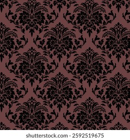 A refined floral leaves damask pattern, blending intricate floral motifs with elegant leaf designs. The sophisticated damask style, with its symmetrical and ornate elements