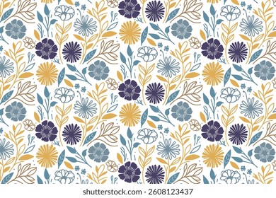 refined floral sketch pattern in single line art for luxury home textile accessories and modern wrapping

