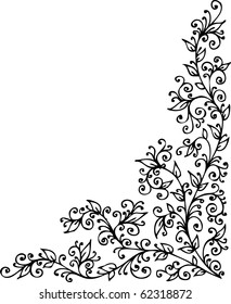 Refined Floral vignette 413. Eau-forte decorative vector illustration.