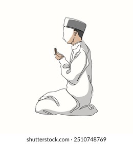 Refined Line Art Depicting Individuals in Prayerful Moments