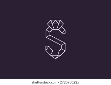 Un logotipo de línea refinada que combina la letra S con facetas de gemas, expresando lujo, claridad e identidad de marca premium a través de una geometría limpia