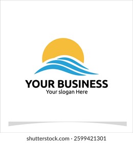 A refined logo with an abstract wave and a sun for your company