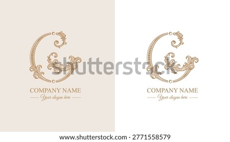 Refined logo monogram letter G in decorative classic style. Elegant logotype for personal branding, identity and premium design.