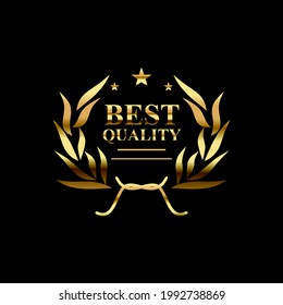 A refined and luxurious gold wreath logo design symbolizing achievement, superior quality, and trust. Ideal for award labels, premium product packaging, certification badges, luxury brands