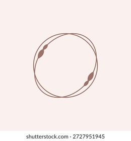 Un diseño refinado y neo-minimalista con dos círculos orgánicos superpuestos dibujados a mano enmarcados en tonos terracota.