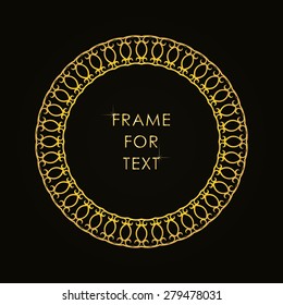 Refined round frame with space for text in outline style. Vector illustration.