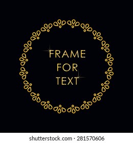 Refined round frame with space for text in outline style. Vector illustration.