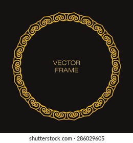 Refined round frame with space for text in outline style. Vector illustration.
