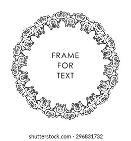 Refined round frame with space for text in outline style. Vector illustration.