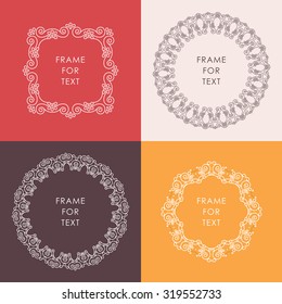 Refined round frame with space for text in outline style. Vector illustration.