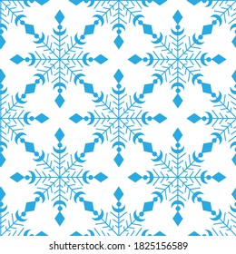 
Patrón refinado y sin fisuras de copos de nieve azules sobre un fondo blanco. Artículos de decoración invernal para postales, papel envolvente, tela, papel pintado y más. Ilustración vectorial de existencias para la decoración y el diseño