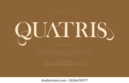 Fonte serif refinada com swashes intrincados, adequada para logotipos premium, embalagem e design editorial
