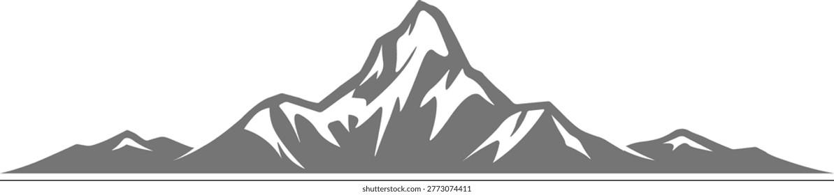 A refined silhouette of Ama Dablam enhanced with subtle snow ridge detailing, maintaining clarity while adding visual depth. Suitable for branding, editorial layouts, and outdoor-themed graphics that require a recognizable yet stylized mountain form.