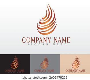 A refined and stylish flame logo in a minimalist approach.
