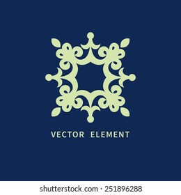 Refined vector monogram for design template. Elegant element for logo design, place for text. Ornamental pattern for wedding invitations and greeting cards. Traditional vintage floral decor.