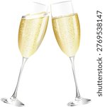 A refined and visually appealing digital illustration capturing the timeless moment of two champagne flutes gently clinking together in a celebratory toast. This elegant composition symbolizes joy, success, unity, and shared happiness, making it a perfect representation of special occasions and memorable events. The clean and polished design highlights the transparency and shine of the glass, with subtle reflections and delicate detailing that enhance realism while maintaining a modern artistic style.

The composition focuses on the interaction between the two glasses, positioned to emphasize connection and celebration. The gentle motion of the toast conveys a sense of warmth and positivity, making the artwork suitable for a wide variety of themes. The balanced layout ensures visual clarity, allowing the central subject to stand out while leaving space for additional design elements such as text or branding.

This illustration is ideal for use in New Year greetings, wedding invitations, anniversary cards, party promotions, corporate events, and social media content. Its universal symbolism makes it adaptable across cultures and occasions, providing flexibility for both personal and commercial creative projects. The minimal yet sophisticated approach ensures compatibility with modern design trends while also fitting seamlessly into more traditional layouts.

Designed with versatility in mind, the artwork performs well across both digital and print formats, maintaining sharpness and clarity at different sizes. It can be used as a standalone graphic or integrated into larger compositions, offering designers creative freedom in layout and presentation. The elegant theme makes it especially suitable for premium branding and upscale event materials.

With its combination of simplicity, symbolism, and visual elegance, this champagne toast illustration delivers a strong celebratory message. It captures the essence of togetherness and achievement.