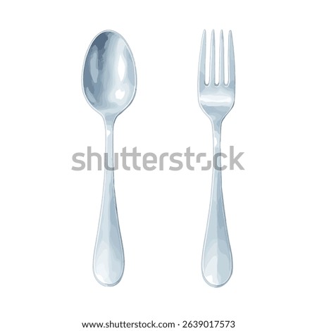 A refined watercolor vector of fork and spoon pair perfect for upscale restaurant menus, culinary branding, and editorial food design layouts.