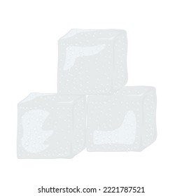 Azúcar cúbico blanco refinado. Ilustración de material vectorial. Un trozo de comida dulce. Aislado sobre un fondo blanco.