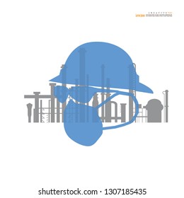 refineries and power plants with  engineering symbol .Power factory concept. vector illustration.