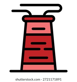 Icono de chimenea de refinería. Icono del Vector de la chimenea de la refinería para el Diseño web aislado en el color de fondo blanco plano