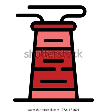 Refinery chimney icon. Outline Refinery chimney vector icon for web design isolated on white background color flat