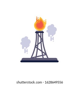 Refinery with flame design, Pollution factory environment dirty danger industry plant chemical and toxic theme Vector illustration