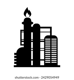 Icono de vector plano de refinería. Diseño de elementos de petróleo y gas