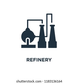 Refinery icon. Black filled vector illustration. Refinery symbol on white background. Can be used in web and mobile.
