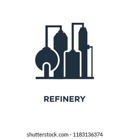 Refinery icon. Black filled vector illustration. Refinery symbol on white background. Can be used in web and mobile.