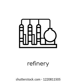 refinery icon. Trendy modern flat linear vector refinery icon on white background from thin line collection, outline vector illustration