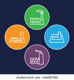 Refinery icons set. set of 4 refinery outline icons such as