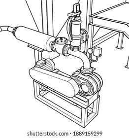 Refinery Industrial Equipments perspective of 3d vector white illustration