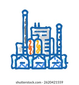 refinery oil industry doodle icon sketch vector. refinery oil industry sign. isolated symbol illustration