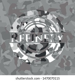 Refinery on grey camouflage texture