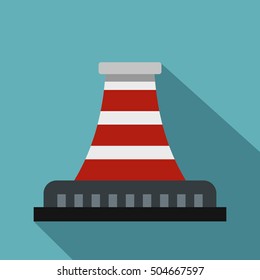 Refinery with pipe icon. Flat illustration of refinery with pipe vector icon for web