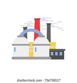 Refinery plant, industrial building vector illustration