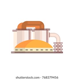 Refinery plant, industrial manufactury building vector illustration