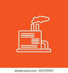 Refinery plant line icon for web, mobile and infographics. Vector white icon isolated on red background.