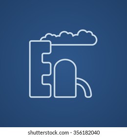 Refinery plant line icon for web, mobile and infographics. Vector light blue icon isolated on blue background.