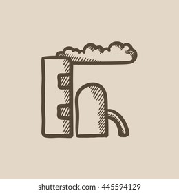 Icono de boceto de vectores de plantas de refinería aislado en el fondo. Icono de la planta Refinery dibujado a mano. Icono de boceto de planta de refinería para infografía, sitio web o aplicación.