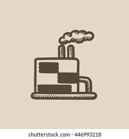 Icono de boceto de vectores de plantas de refinería aislado en el fondo. Icono de la planta Refinery dibujado a mano. Icono de boceto de planta de refinería para infografía, sitio web o aplicación.