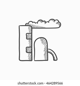 Icono de boceto de vectores de plantas de refinería aislado en el fondo. Icono de la planta Refinery dibujado a mano. Icono de boceto de planta de refinería para infografía, sitio web o aplicación.