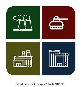 refinery simple icons set. Contains such icons as Power plant, Tank, Factory, can be used for web, mobile and logo