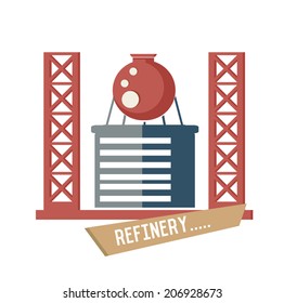 Refinery symbol on white background,Retro colour concept,clean vector