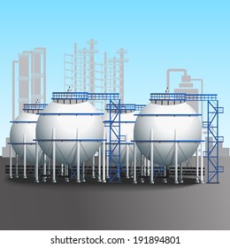 refinery tank farm with pipelines, installations and shadows