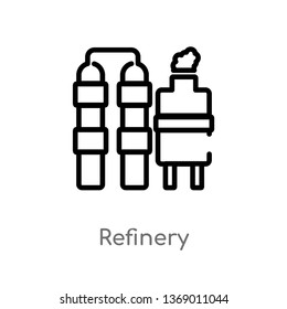 refinery vector line icon. Simple element illustration. refinery outline icon from industry concept. Can be used for web and mobile