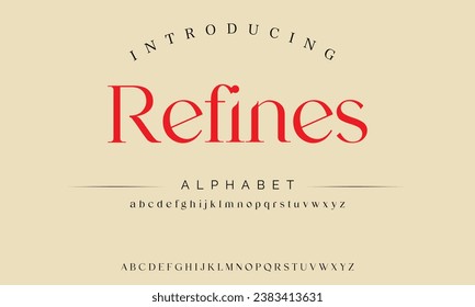 Refines Premium luxury elegant alphabet letters and numbers. Elegant Tech typography classic serif font decorative vintage retro. Creative vector illustration